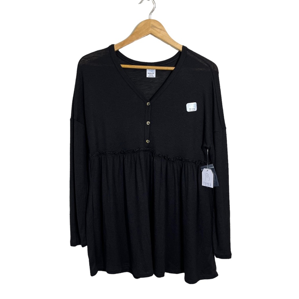 Women's Maternity Size Small Relaxed Fit Long Sleeve Blouse Top COMFY SOFT NEW